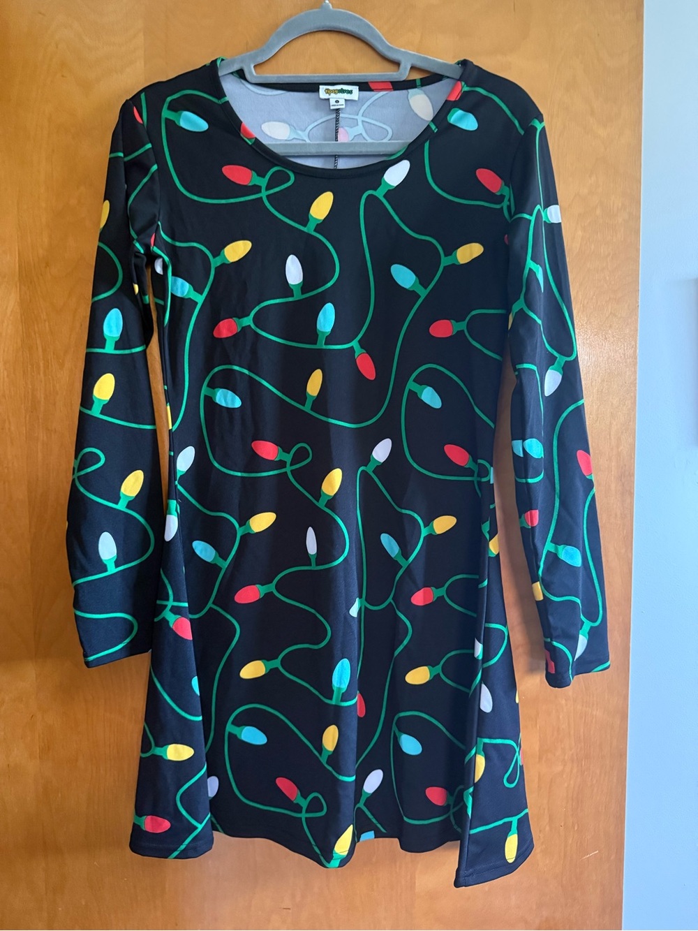Tipsy Elves Christmas Lights Long Sleeve Dress - Size Small